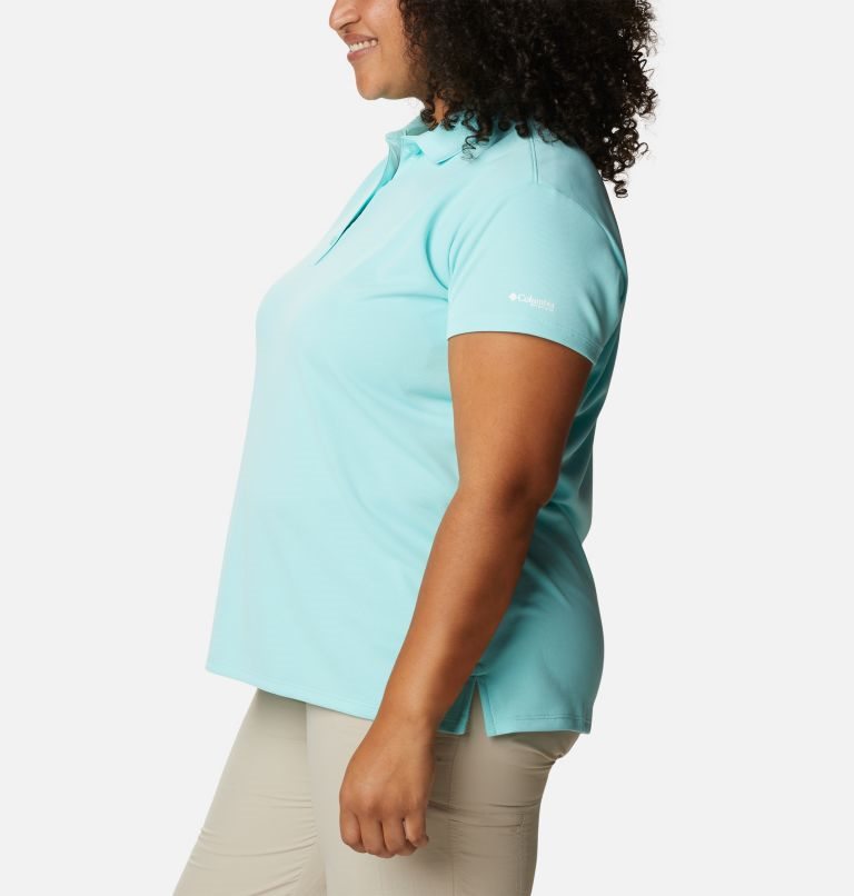 Women's Columbia PFG Innisfree Short Sleeve Polo Shirts Turquoise | Plus Size CA-N5L13